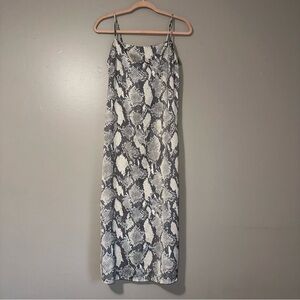 H&M Snake-Print Slip Dress in Gray and White